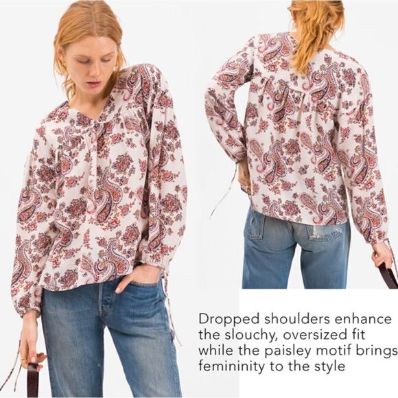 Tucker Bohemian Blouse Japanese Garden in Crepe de Chine Black Silk Floral - Picture 10 of 10